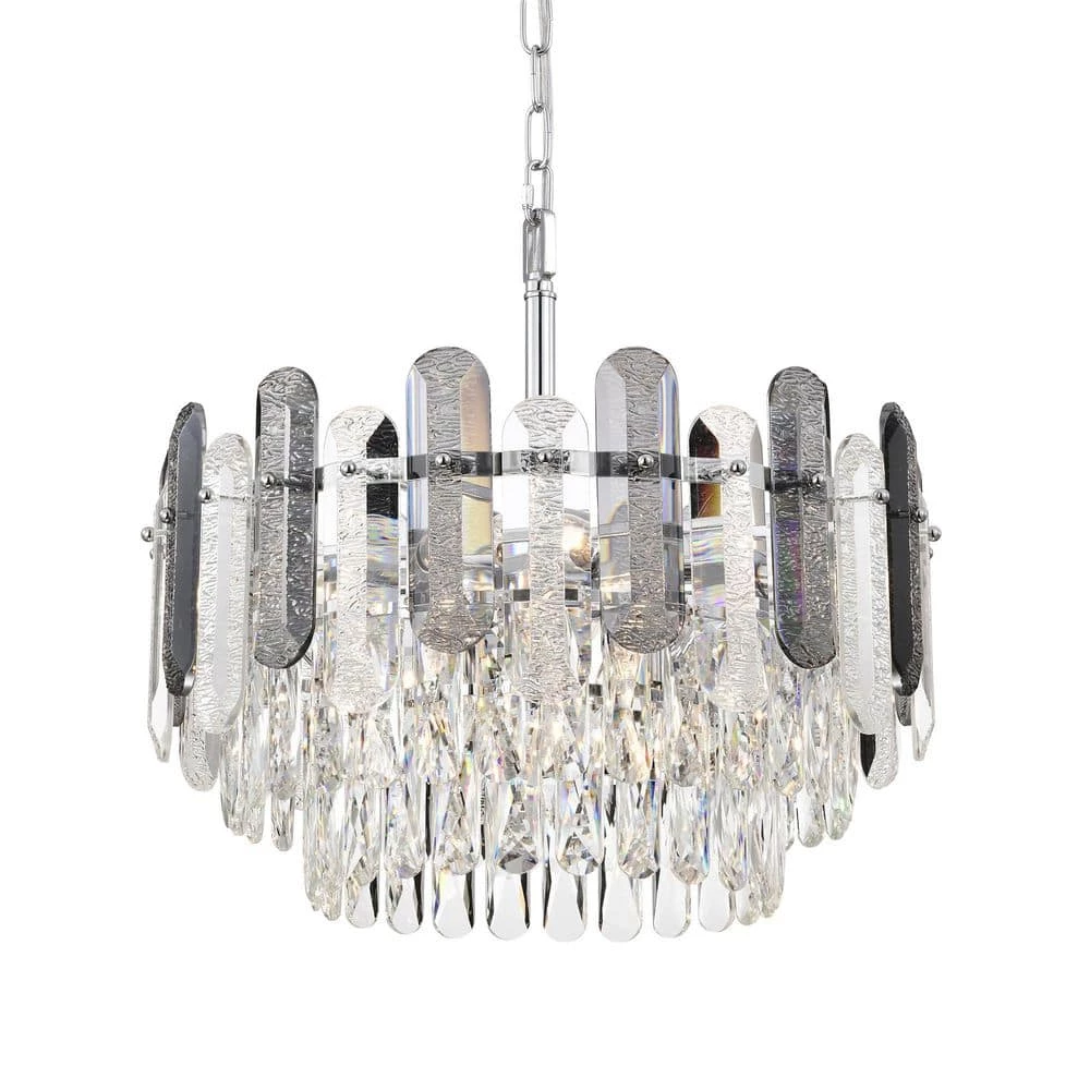 New ๐ Lydia 8-Light Chrome Round Tiered Chandelier with Hanging Rippled Crystals by Edvivi โญ 3 New ๐ Lydia 8-Light Chrome Round Tiered Chandelier with Hanging Rippled Crystals by Edvivi โญ