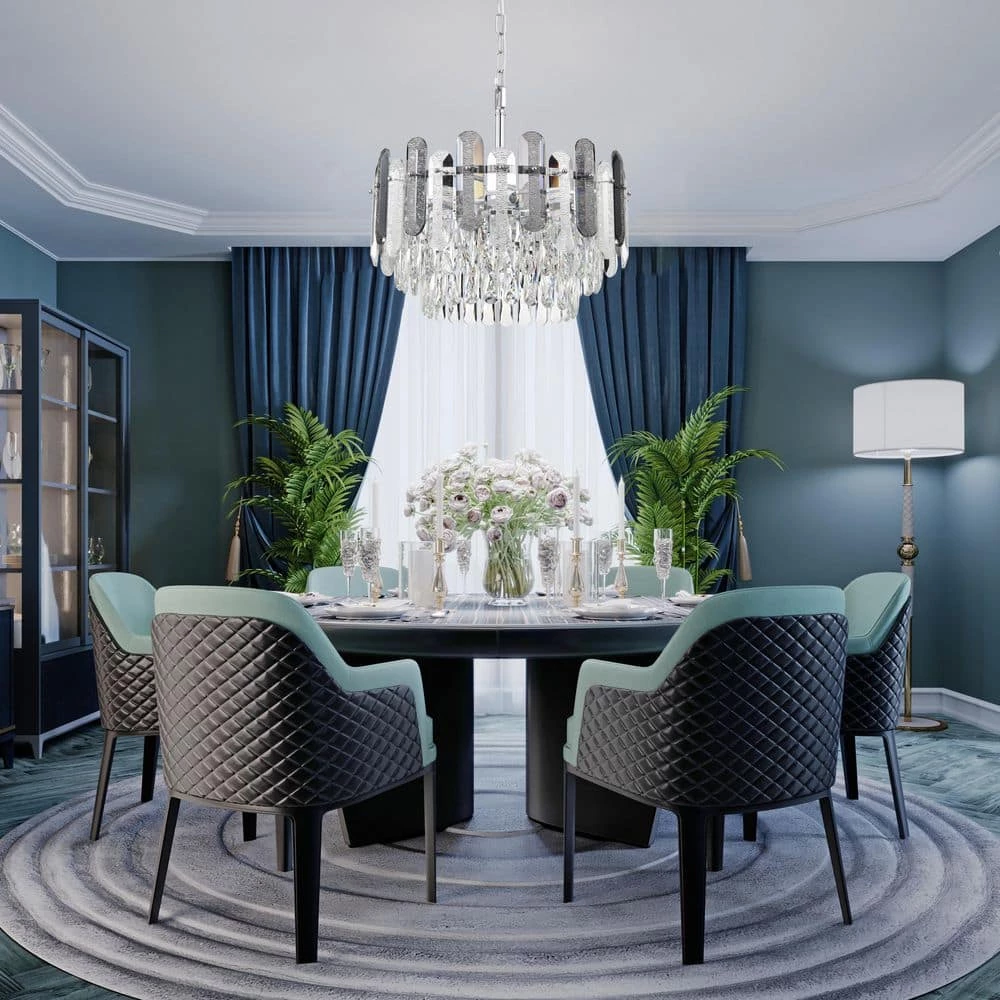 New ๐ Lydia 8-Light Chrome Round Tiered Chandelier with Hanging Rippled Crystals by Edvivi โญ 10 New ๐ Lydia 8-Light Chrome Round Tiered Chandelier with Hanging Rippled Crystals by Edvivi โญ - Image 8