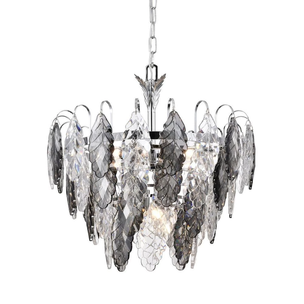 Brand new ๐คฉ Lydia 6-Light Chrome Tiered Chandelier with Hanging Clear and Grey Leaf Crystals by Edvivi ๐ 3 Brand new ๐คฉ Lydia 6-Light Chrome Tiered Chandelier with Hanging Clear and Grey Leaf Crystals by Edvivi ๐