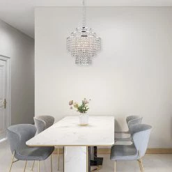 Best Pirce 👏 Arietta 4-Light Chrome Modern Glam Chandelier with Tier Cascading Crystals by Edvivi ✔️ -Deals Edvivi || Atlas Store chrome edvivi chandeliers epj376ch 4f 1000
