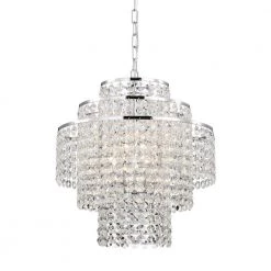 Best Pirce 👏 Arietta 4-Light Chrome Modern Glam Chandelier with Tier Cascading Crystals by Edvivi ✔️