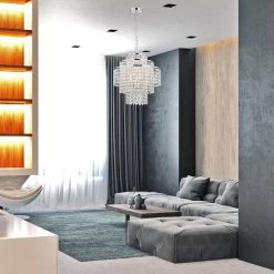 Best Pirce 👏 Arietta 4-Light Chrome Modern Glam Chandelier with Tier Cascading Crystals by Edvivi ✔️ -Deals Edvivi || Atlas Store chrome edvivi chandeliers epj376ch c3 1000