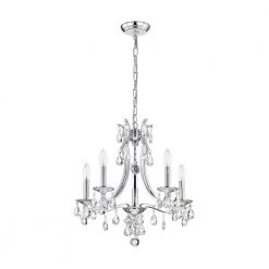 Wholesale 👏 Miranda Glam 5-Light Chrome Candlestick Chandelier with Hanging Teardrop Crystals by Edvivi 😀 -Deals Edvivi || Atlas Store chrome edvivi chandeliers epj8109ch 1f 1000