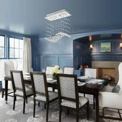 Discount 🔔 Carmen Glam 4-Light Chrome Modern Flush Mount Chandelier Ceiling Fixture with Modern Wave Hanging Raindrop Crystals by Edvivi 🛒 -Deals Edvivi || Atlas Store chrome edvivi flush mount lights epa601ch 31 1000