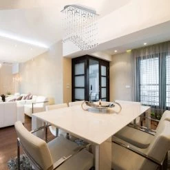 Discount 🔔 Carmen Glam 4-Light Chrome Modern Flush Mount Chandelier Ceiling Fixture with Modern Wave Hanging Raindrop Crystals by Edvivi 🛒 -Deals Edvivi || Atlas Store chrome edvivi flush mount lights epa601ch 4f 1000