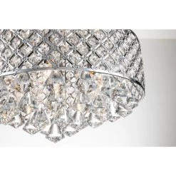 Deals ⌛ Clara 4-Light Glam Chrome Modern Semi-Flush Mount with Crystal Beaded Drum Shade and Hanging Crystals by Edvivi 🧨 -Deals Edvivi || Atlas Store chrome edvivi flush mount lights esg4060ch 44 1000