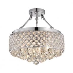 Deals โ Clara 4-Light Glam Chrome Modern Semi-Flush Mount with Crystal Beaded Drum Shade and Hanging Crystals by Edvivi ๐งจ