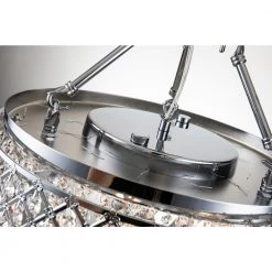 Deals ⌛ Clara 4-Light Glam Chrome Modern Semi-Flush Mount with Crystal Beaded Drum Shade and Hanging Crystals by Edvivi 🧨 -Deals Edvivi || Atlas Store chrome edvivi flush mount lights esg4060ch 76 1000