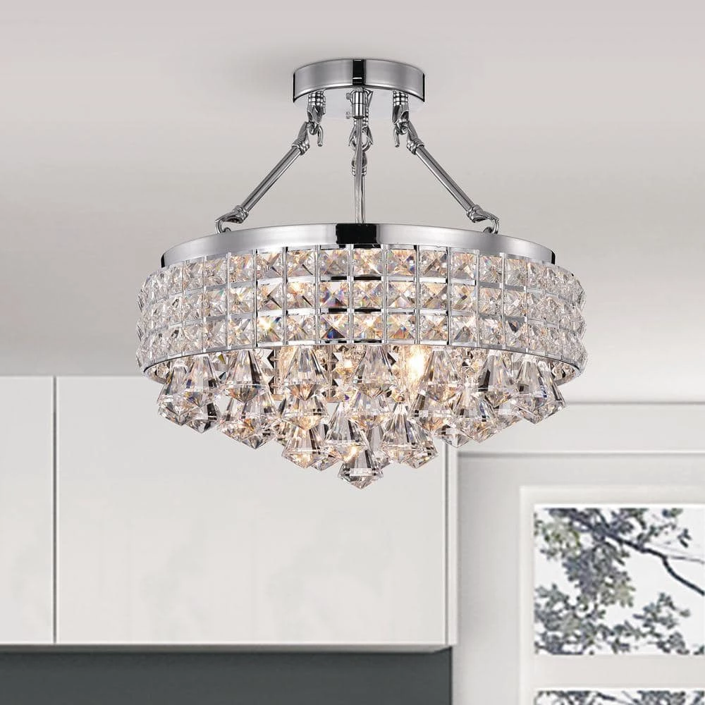 Buy ๐ฅฐ Alyvia 15 in. 4-Light Chrome Glam Semi-Flush Mount with Beaded Drum Shade and Hanging Crystals by Edvivi ๐ 4 Buy ๐ฅฐ Alyvia 15 in. 4-Light Chrome Glam Semi-Flush Mount with Beaded Drum Shade and Hanging Crystals by Edvivi ๐ - Image 2