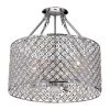 Deals ✔️ Marya 4-Light Modern Chrome Crystal Semi-Flush Mount Light with Clear Glass Crystal Beaded Drum Shade by Edvivi ✨