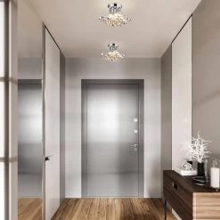 Wholesale 😉 Clara 9.5 in. Glam 4-Light Chrome Flush Mount with Hanging Crystals by Edvivi ✔️ -Deals Edvivi || Atlas Store chrome edvivi flush mount lights esj424ch 4f 1000