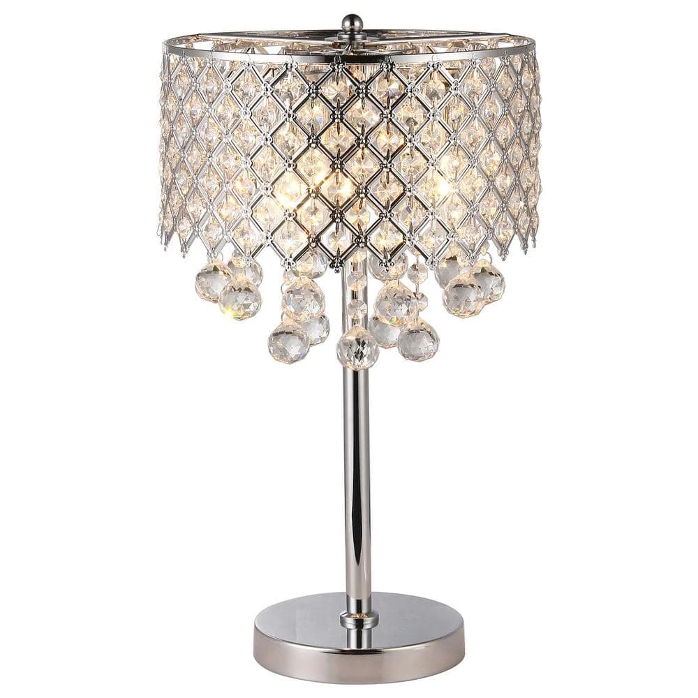 Promo ๐ Marya 18.5 in. Chrome Finish Modern Table Lamp with Crystal Beaded Drum Shadeand Hanging Crystals by Edvivi ๐ 2 Promo ๐ Marya 18.5 in. Chrome Finish Modern Table Lamp with Crystal Beaded Drum Shadeand Hanging Crystals by Edvivi ๐