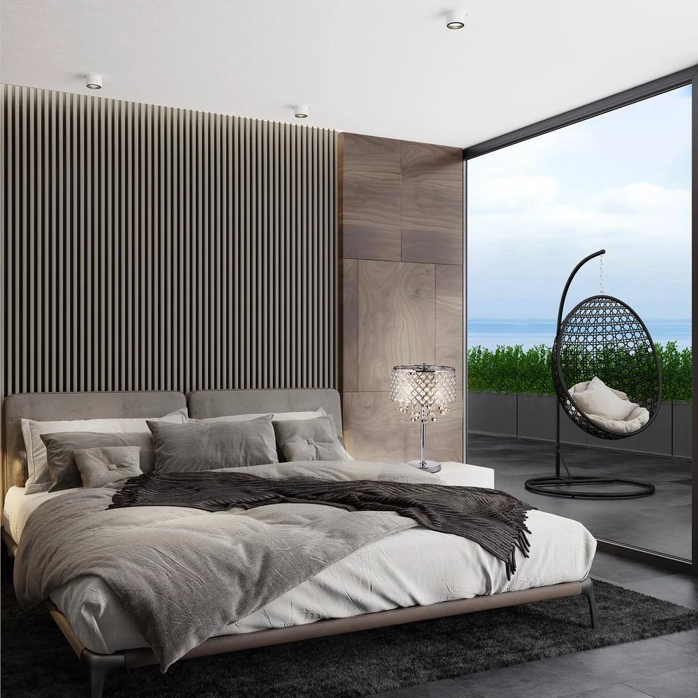 Promo ๐ Marya 18.5 in. Chrome Finish Modern Table Lamp with Crystal Beaded Drum Shadeand Hanging Crystals by Edvivi ๐ 3 Promo ๐ Marya 18.5 in. Chrome Finish Modern Table Lamp with Crystal Beaded Drum Shadeand Hanging Crystals by Edvivi ๐ - Image 2