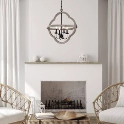 Outlet ✨ Brighton Farmhouse 4-Lights Distressed Slate Wood and Black Candlestick Cage Rustic Pendant Chandelier by Edvivi 🎁 -Deals Edvivi || Atlas Store distressed slate wood and black edvivi chandeliers epq2322wd 1f 1000