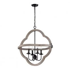 Outlet ✨ Brighton Farmhouse 4-Lights Distressed Slate Wood and Black Candlestick Cage Rustic Pendant Chandelier by Edvivi 🎁 -Deals Edvivi || Atlas Store distressed slate wood and black edvivi chandeliers epq2322wd 44 1000