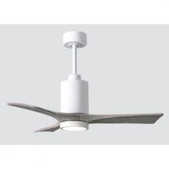 Budget 🧨 Patricia 42 in. Integrated LED Indoor/Outdoor Gloss White Ceiling Fan with Light with Remote Control and Wall Control by Atlas 🌟 -Deals Edvivi || Atlas Store gloss white atlas ceiling fans with lights pa3 wh bw 42 4f 1000