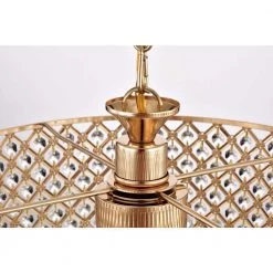 Wholesale 👏 Marya 4-Light Modern Gold Round Chandelier with Beaded Drum Shade /Hanging Clear Glass Crystals by Edvivi 🤩 -Deals Edvivi || Atlas Store gold edvivi chandeliers epg8018gd 40 1000