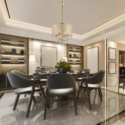 Wholesale 👏 Marya 4-Light Modern Gold Round Chandelier with Beaded Drum Shade /Hanging Clear Glass Crystals by Edvivi 🤩 -Deals Edvivi || Atlas Store gold edvivi chandeliers epg8018gd 4f 1000