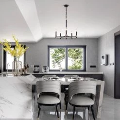 Brand new ⭐ Hastings 5-Light Modern Matte Black and Brushed Nickel Candlestick Chandelier by Edvivi 😀 -Deals Edvivi || Atlas Store matte black and brushed nickel edvivi chandeliers epc5425bk 31 1000