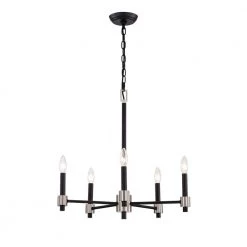Brand new โญ Hastings 5-Light Modern Matte Black and Brushed Nickel Candlestick Chandelier by Edvivi ๐