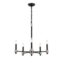 Brand new ⭐ Hastings 5-Light Modern Matte Black and Brushed Nickel Candlestick Chandelier by Edvivi 😀 -Deals Edvivi || Atlas Store matte black and brushed nickel edvivi chandeliers epc5425bk 77 1000