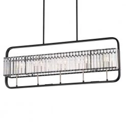 Budget ⌛ Glimmer 5-Light Glam Matte Black and Brushed Nickel Frame Linear Chandelier with Crystals by Edvivi 👍