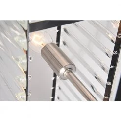 Budget ⌛ Glimmer 5-Light Glam Matte Black and Brushed Nickel Frame Linear Chandelier with Crystals by Edvivi 👍 -Deals Edvivi || Atlas Store matte black and brushed nickel edvivi chandeliers epd338bk 76 1000