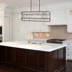 Budget ⌛ Glimmer 5-Light Glam Matte Black and Brushed Nickel Frame Linear Chandelier with Crystals by Edvivi 👍 -Deals Edvivi || Atlas Store matte black and brushed nickel edvivi chandeliers epd338bk c3 1000