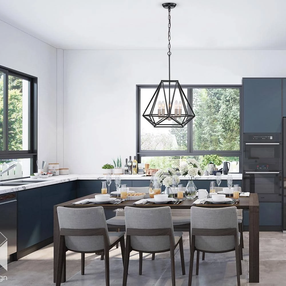 Budget ๐ฅฐ Renzo 5-Light Matte Black Modern Geometric Cage Chandelier with Brushed Nickle Candle Sleeves by Edvivi ๐ฅ 14 Budget ๐ฅฐ Renzo 5-Light Matte Black Modern Geometric Cage Chandelier with Brushed Nickle Candle Sleeves by Edvivi ๐ฅ - Image 12