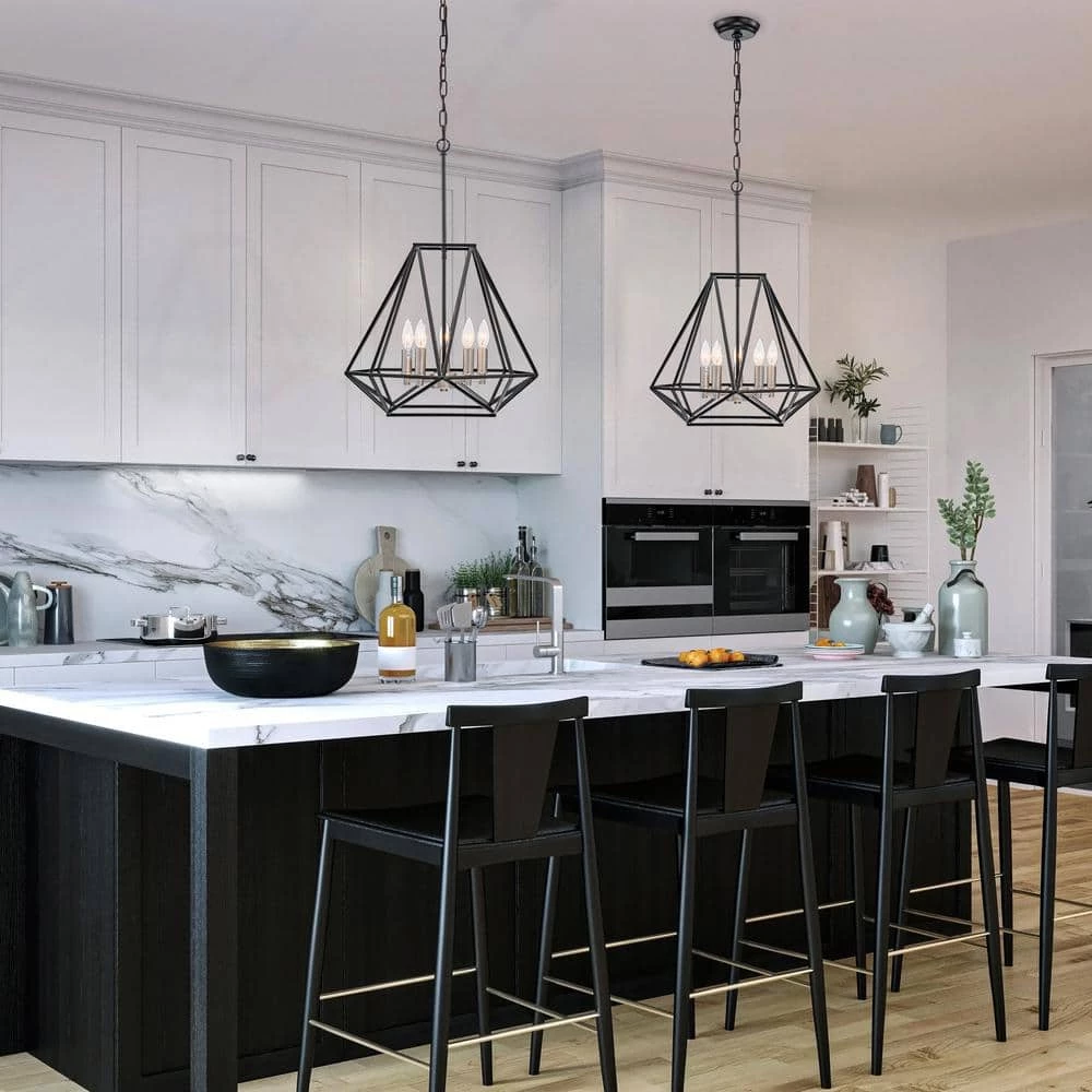 Budget ๐ฅฐ Renzo 5-Light Matte Black Modern Geometric Cage Chandelier with Brushed Nickle Candle Sleeves by Edvivi ๐ฅ 9 Budget ๐ฅฐ Renzo 5-Light Matte Black Modern Geometric Cage Chandelier with Brushed Nickle Candle Sleeves by Edvivi ๐ฅ - Image 7