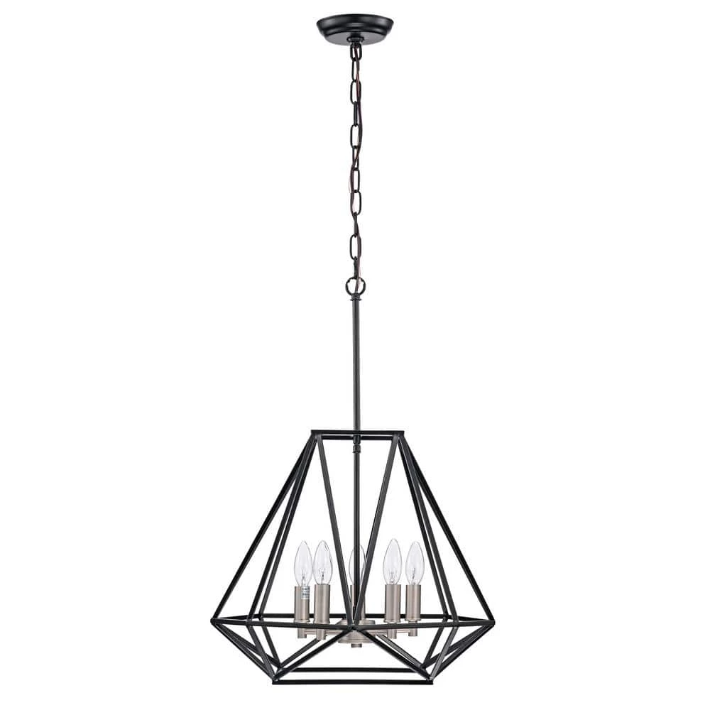 Budget ๐ฅฐ Renzo 5-Light Matte Black Modern Geometric Cage Chandelier with Brushed Nickle Candle Sleeves by Edvivi ๐ฅ 7 Budget ๐ฅฐ Renzo 5-Light Matte Black Modern Geometric Cage Chandelier with Brushed Nickle Candle Sleeves by Edvivi ๐ฅ - Image 5