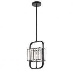 Buy ๐ Glimmer 1-Light Glam Matte Black and Brushed Nickel Finish Mini Pendant with Colonial Crystals by Edvivi ๐