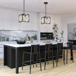 Hot Sale 😉 Alistair 24-Watt Integrated LED Matte Black and Gold Finish Modern Square Pendant Light by Edvivi 🔔 -Deals Edvivi || Atlas Store matte black and gold edvivi chandeliers epl1724bkgd 4f 1000