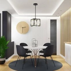 Hot Sale 😉 Alistair 24-Watt Integrated LED Matte Black and Gold Finish Modern Square Pendant Light by Edvivi 🔔 -Deals Edvivi || Atlas Store matte black and gold edvivi chandeliers epl1724bkgd c3 1000