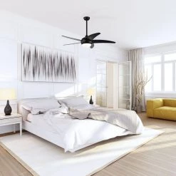 Coupon 💯 52 in. Integrated LED Indoor Matte Black 5-Blade Ceiling Fan with Light Kit and Remote control by Edvivi 🛒 -Deals Edvivi || Atlas Store matte black and textured oak edvivi ceiling fans with lights ffg7745bk 1f 1000