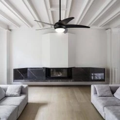 Coupon 💯 52 in. Integrated LED Indoor Matte Black 5-Blade Ceiling Fan with Light Kit and Remote control by Edvivi 🛒 -Deals Edvivi || Atlas Store matte black and textured oak edvivi ceiling fans with lights ffg7745bk 31 1000