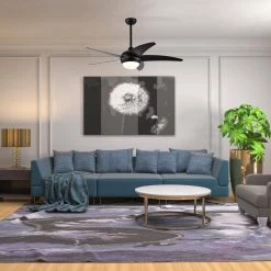 Coupon 💯 52 in. Integrated LED Indoor Matte Black 5-Blade Ceiling Fan with Light Kit and Remote control by Edvivi 🛒 -Deals Edvivi || Atlas Store matte black and textured oak edvivi ceiling fans with lights ffg7745bk 4f 1000