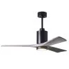 Best Pirce ⌛ Patricia 52 in. Integrated LED Indoor/Outdoor Matte Black Ceiling Fan with Light with Remote Control and Wall Control by Atlas 🎁 -Deals Edvivi || Atlas Store matte black atlas ceiling fans with lights pa3 bk bw 52 64 1000