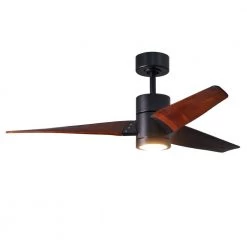 Deals ๐งจ Super Janet 52 in. LED Indoor/Outdoor Damp Matte Black Ceiling Fan with Light with Remote Control and Wall Control by Atlas โค๏ธ
