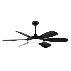 Wholesale ✨ 52 in. Integrated LED Indoor Matte Black 6-Blade Ceiling Fan with Light Kit and Remote Control by Edvivi 💯