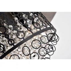 Outlet 😍 Ella 52 in. Indoor Matte Black Glam Ceiling Fan with Crystal Light Kit and Remote Control by Edvivi ⭐ -Deals Edvivi || Atlas Store matte black edvivi ceiling fans with lights ffg7765bk 44 1000