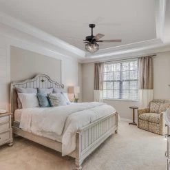 Outlet 😍 Ella 52 in. Indoor Matte Black Glam Ceiling Fan with Crystal Light Kit and Remote Control by Edvivi ⭐ -Deals Edvivi || Atlas Store matte black edvivi ceiling fans with lights ffg7765bk 4f 1000