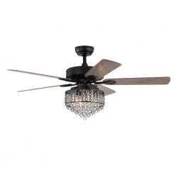 Outlet ๐ Ella 52 in. Indoor Matte Black Glam Ceiling Fan with Crystal Light Kit and Remote Control by Edvivi โญ