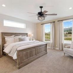 Outlet 😍 Ella 52 in. Indoor Matte Black Glam Ceiling Fan with Crystal Light Kit and Remote Control by Edvivi ⭐ -Deals Edvivi || Atlas Store matte black edvivi ceiling fans with lights ffg7765bk c3 1000