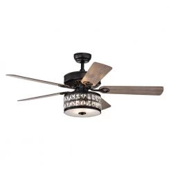Brand new ๐ Daphne 52 in. Indoor Matte Black Glam Reversible Ceiling Fan with Crystal Light Kit and Remote Control by Edvivi ๐