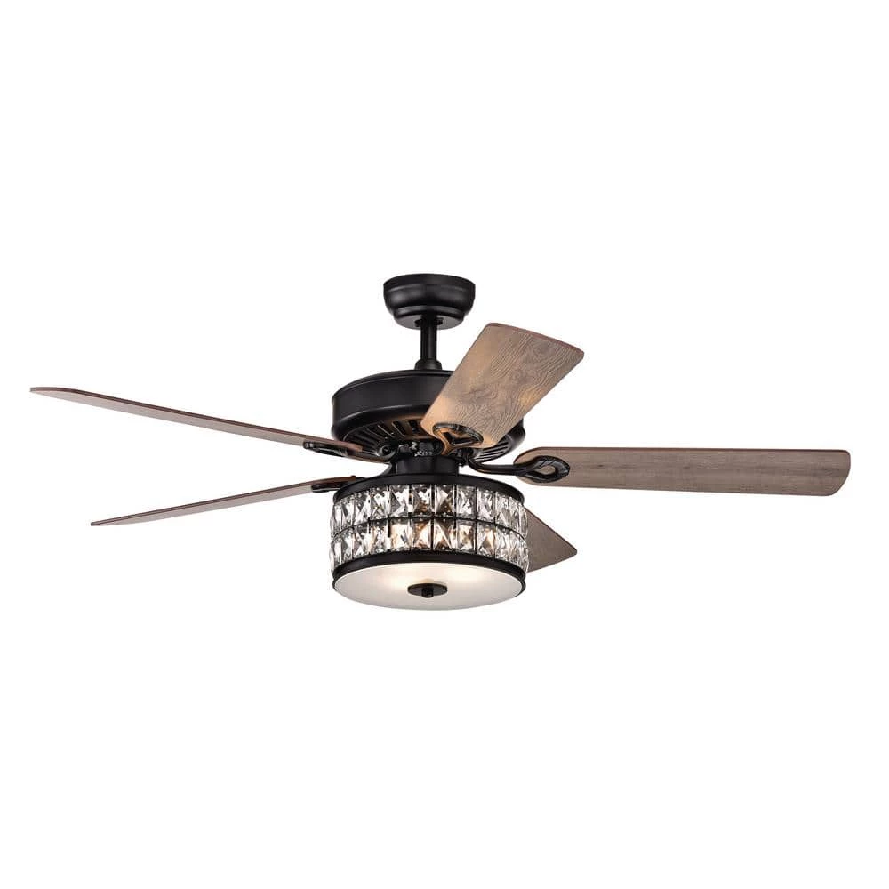 Brand new ๐ Daphne 52 in. Indoor Matte Black Glam Reversible Ceiling Fan with Crystal Light Kit and Remote Control by Edvivi ๐ 3 Brand new ๐ Daphne 52 in. Indoor Matte Black Glam Reversible Ceiling Fan with Crystal Light Kit and Remote Control by Edvivi ๐