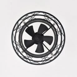 Hot Sale 😍 20 in. Industrial Indoor Matte Black Mesh Drum Reversible Ceiling Fan with Light Kit and Remote Control by Edvivi 🎁 -Deals Edvivi || Atlas Store matte black edvivi ceiling fans with lights ffn7645bk 40 1000