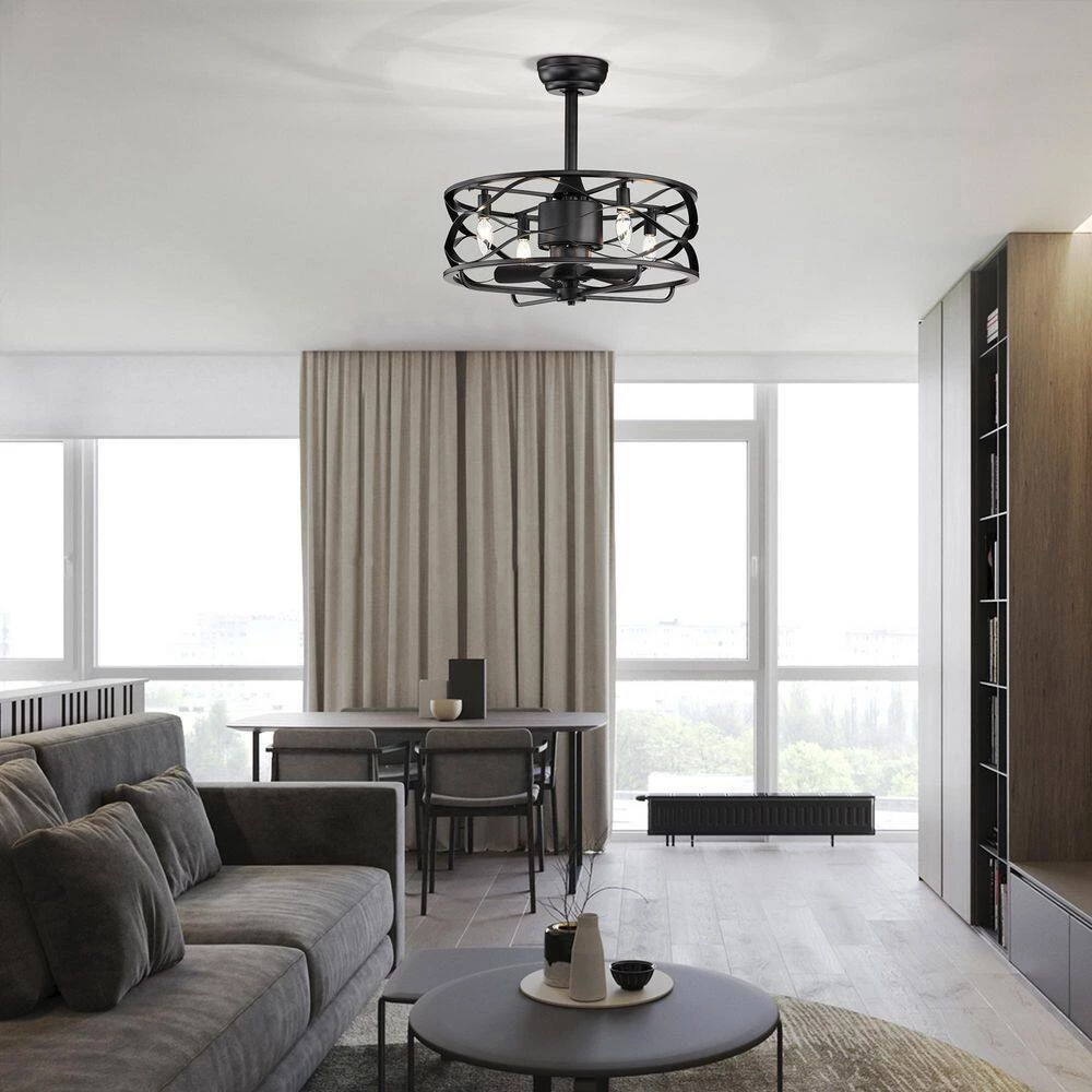 Promo ๐ฅฐ 20 in. Farmhouse Indoor Matte Black Drum Cage Reversible Ceiling Fan with Light Kit and Remote Control by Edvivi ๐ 16 Promo ๐ฅฐ 20 in. Farmhouse Indoor Matte Black Drum Cage Reversible Ceiling Fan with Light Kit and Remote Control by Edvivi ๐ - Image 14