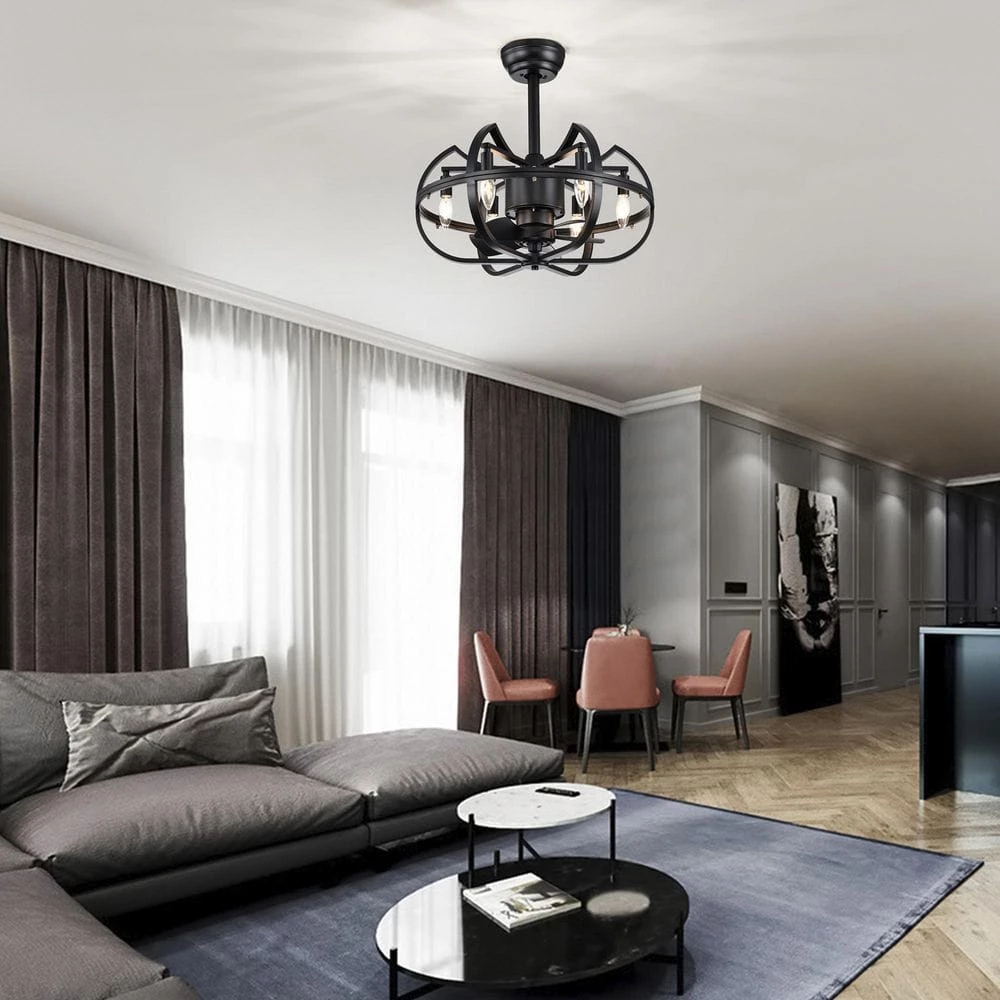 Discount ๐ฅฐ 20 in. Farmhouse Indoor Matte Black Cage Reversible Ceiling Fan with Light Kit and Remote Control by Edvivi ๐ฏ 16 Discount ๐ฅฐ 20 in. Farmhouse Indoor Matte Black Cage Reversible Ceiling Fan with Light Kit and Remote Control by Edvivi ๐ฏ - Image 14