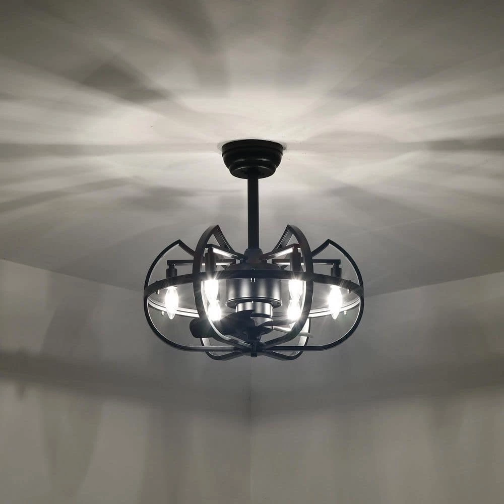 Discount ๐ฅฐ 20 in. Farmhouse Indoor Matte Black Cage Reversible Ceiling Fan with Light Kit and Remote Control by Edvivi ๐ฏ 6 Discount ๐ฅฐ 20 in. Farmhouse Indoor Matte Black Cage Reversible Ceiling Fan with Light Kit and Remote Control by Edvivi ๐ฏ - Image 4